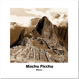 South America Machu Picchu Peru T-Shirt Sephia Posters and Art